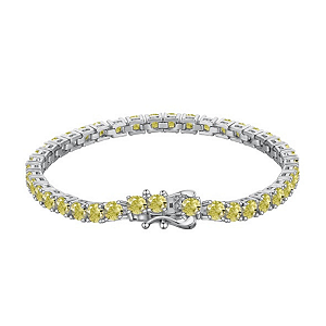 Pulseira Riviera 4mm Yellow Fancy Fecho Gaveta Prata 925