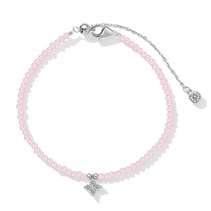 Pulseira Cristal Rosa Em Prata 925 Legitima