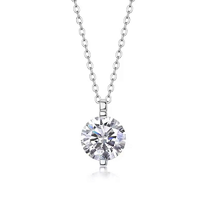 Colar ponto de luz moissanite 8mm 2.0ct prata legítima 925