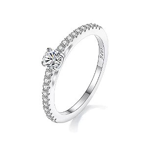 Anel diamante moissanite certificado GR 0.3 ct Prata 925