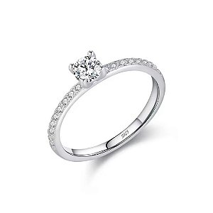Anel diamante moissanite certificado GR 0.3 ct Prata 925
