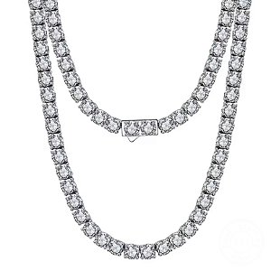 Colar riviera fecho gaveta pedras moissanites 5mm prata 925