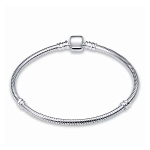 Bracelete Fecho Liso Para Berloques Banho de Prata
