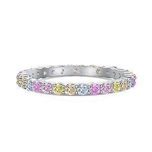 Anel Aparador Luxo Candy Color Em Prata Legítima 925 Eternal