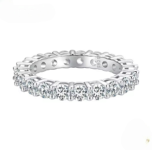 Anel aparador luxo pedra moissanite 3mm 0.1ct prata 925