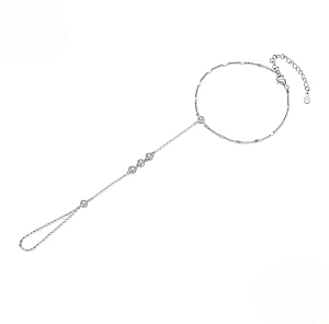 Pulseira hand chain pontos de luz em prata legítima 925
