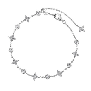 Pulseira Trevinho Pontos de Luz Ajustável Prata Legítima 925