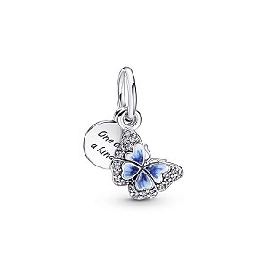 Berloque pendente borboleta azul prata eternal joias