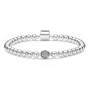 Pulseira Esfera Brilhante Prata Legitima 925 Eternal Joias