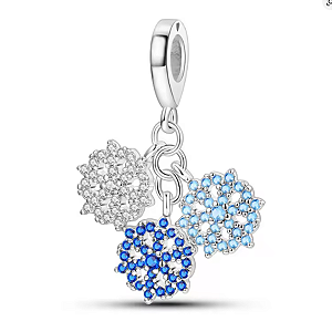 Berloque pendente flocos de neve prata eternal joias