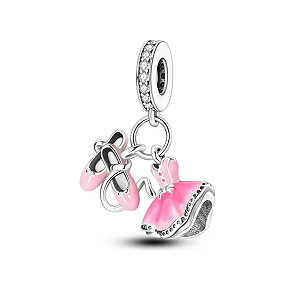 Berloque sapatilha e vestido bailarina prata eternal joias