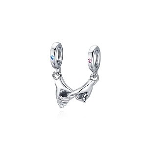 Berloque amigas amizade para sempre prata legitima 925