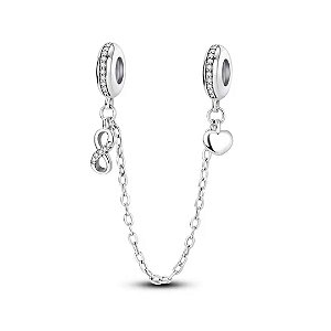 Trava corrente de segurança coração amor eterno prata