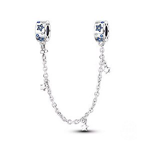 Trava corrente de segurança anoitecer céu estrelado prata