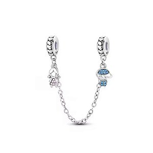 Trava corrente de segurança casal de filhos prata