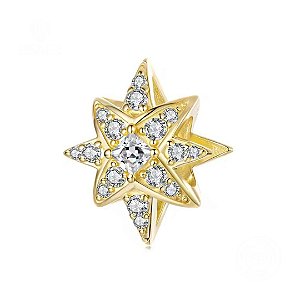 Berloque estrela de natal em prata legítima 925 banho ouro