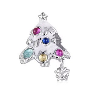 Berloque separador árvore de natal em prata legítima 925