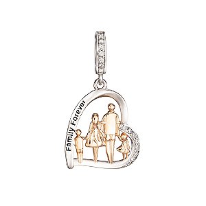 Berloque pendente família para sempre em Prata 925 legítima
