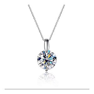 Colar ponto de luz moissanite 5mm 0.5ct prata legítima 925