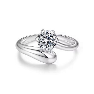 Anel ajustável gota pedra moissanite 6.5mm 1.0ct prata 925