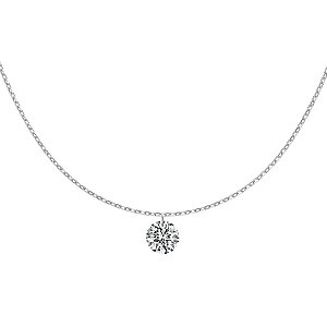 Colar minimalista ponto de luz pedra 6mm prata legítima 925