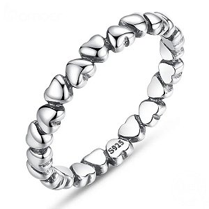 Anel Aparador Corações Em Prata Legítima 925 Eternal Joias