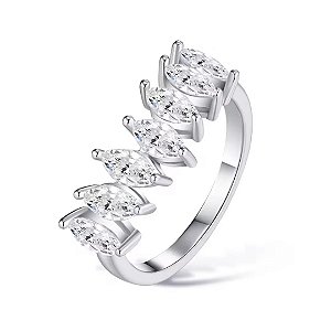 Anel chevron moissanite 3.0x6.0mm 0.3ct prata legítima 925