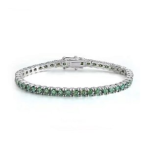 Pulseira riviera fecho gaveta moissanite ciano 3mm 0.1ct