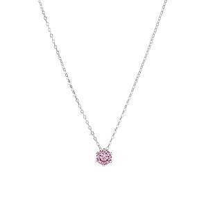 Colar ponto de luz rosa moissanite 6.5mm 1.0ct prata 925