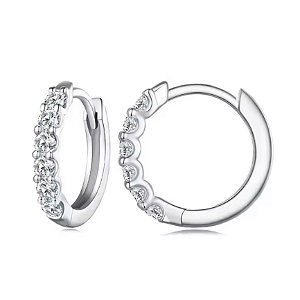 Brinco Argolinha Diamante Moissanite 2mm 0.03ct Prata 925