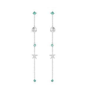 Brinco Pendente Amuleto do Mar em prata 925 legítima