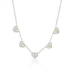 Colar corações cravejado yellow fancy Prata 925 Eternal