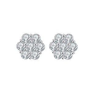 Brinco moissanite florzinha 4mm 0.3ct prata legítima 925