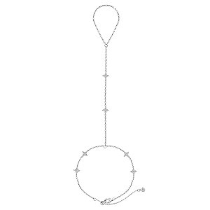 Pulseira hand chain trevinhos em prata legítima 925