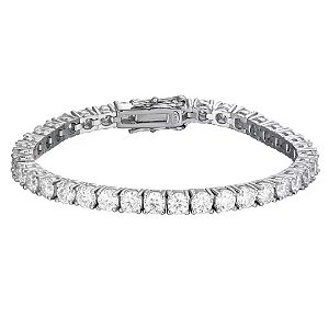 Pulseira riviera fecho gaveta moissanite 4mm 0.30ct prata