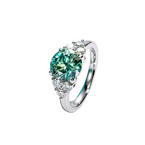 Anel solitario glamour ciano moissanite 9mm 3.0ct prata 925