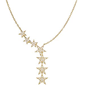 Colar gravatinha estrelas banho ouro 18k hipoalérgico
