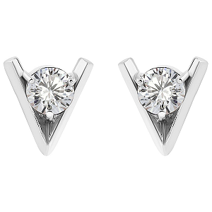 Brinco moissanite em V 6.5mm 1.0ct prata 925 Eternal