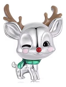 Berloque Separador Rena De Natal Em Prata Legítima 925 Prata