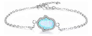 Pulseira Opala azul natural proteção Prata 925 Eternal Joias cor:azul