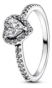 Anel Solitário Coração Cravejado Em Prata Legítima 925