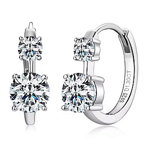Brinco argolinha 9mm moissanite pedra 5mm 0.5ct em prata 925