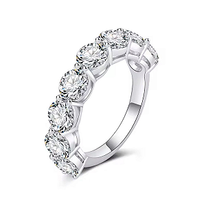 Anel meia aliança pedra moissanite 5mm 0.5ct prata 925