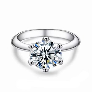 Anel solitário moissanite 8mm  2.0ct prata 925 Eternal