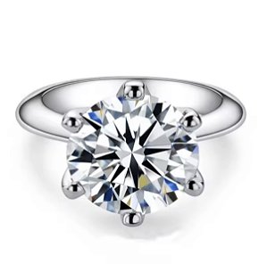 Anel solitário moissanite 9mm  3.0ct prata 925 Eternal