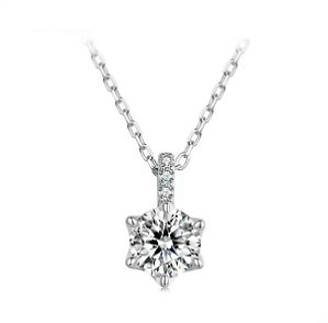 Colar ponto de luz moissanite 5mm 0.5ct prata 925 Eternal