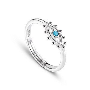 Anel ajustavel olho grego prata legitima 925 Eternal