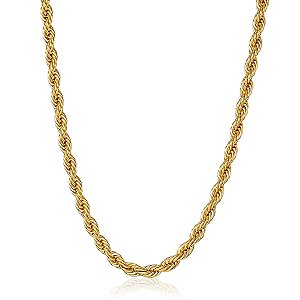 Colar cordao baiano 5mm  40cm hipoalergenico banho ouro 18k