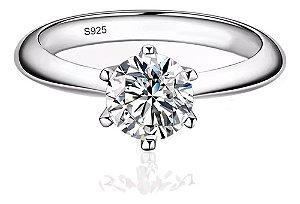 Anel Solitário Diamante Moissanite Garantia Gr 1ct Prata 925