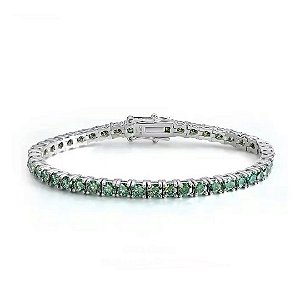 Pulseira riviera fecho gaveta moissanite ciano 4mm 0.3ct